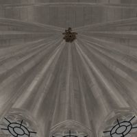 View of hemicycle vault with keystone photogrammetry in place.