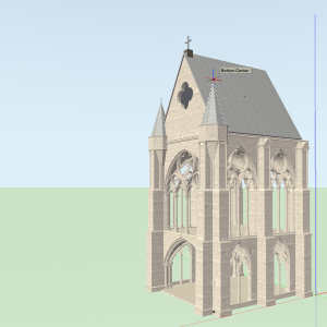 Exterior view of reconstructed narthex (west south)