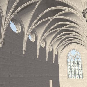 Interior view looking west from pulpit