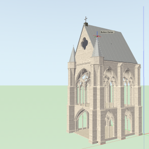 Exterior view of reconstructed narthex (west south)