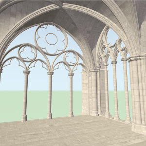 Interior view of reconstructed narthex gallery