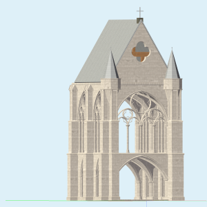 Exterior west view of reconstructed narthex