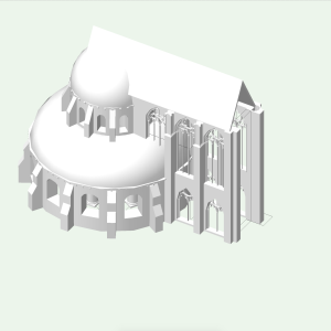 Isometric view of Temple, northwest side